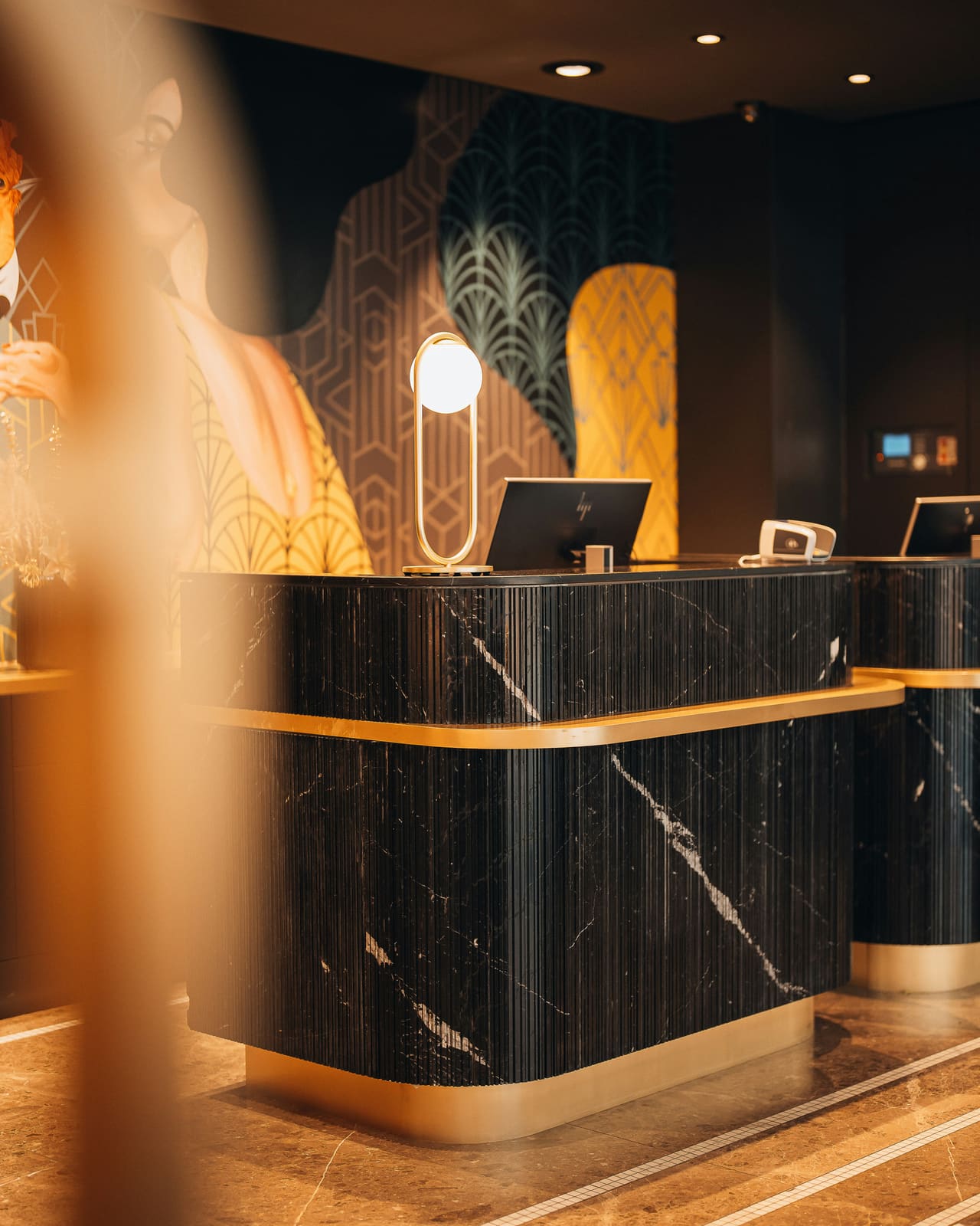 Salon reception desk during a busy check-in